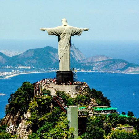 Image of Rio De Janerio with statue of Christ the Redeemer at the centre
